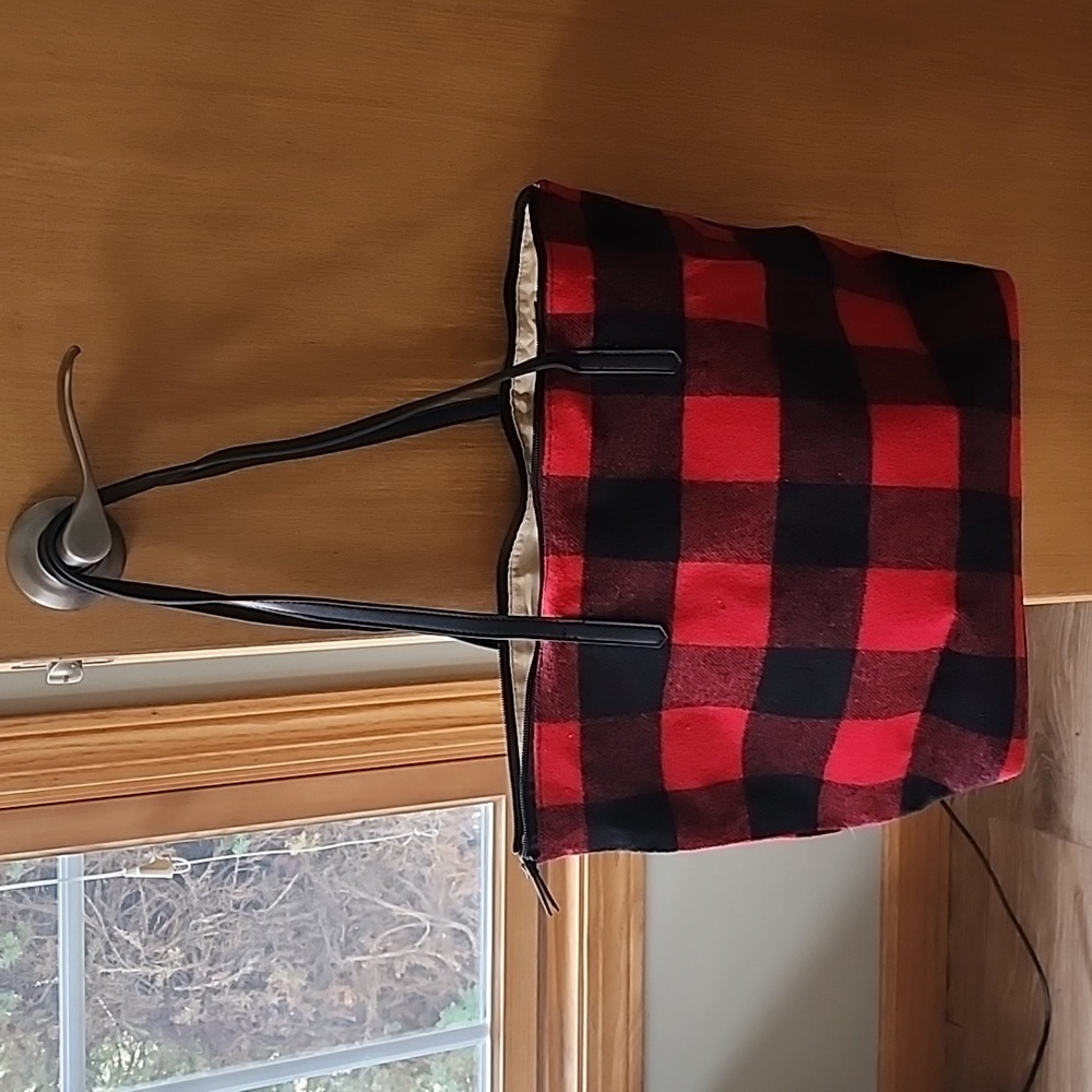 Buffalo plaid shoulder/tote bag